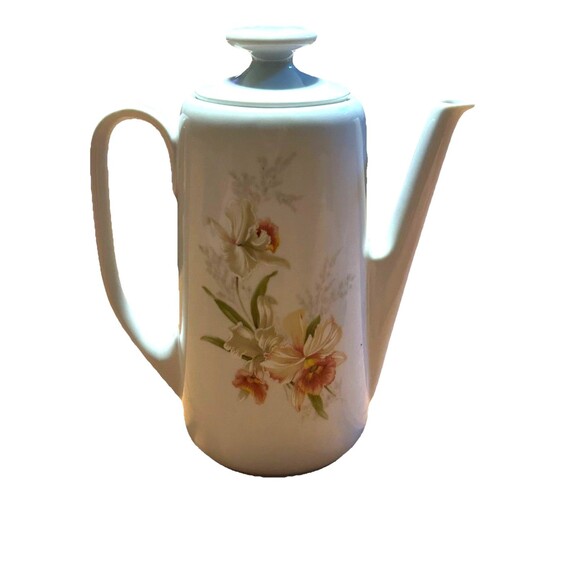 Bareuther Waldsassen Bavaria Germany Porcelain Coffee Pot Floral #142  MCM - Picture 1 of 7